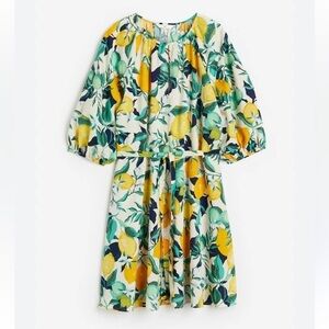 New H&M Cotton Lemon Midi Dress White Yellow Orange Green Turquoise Blue Large